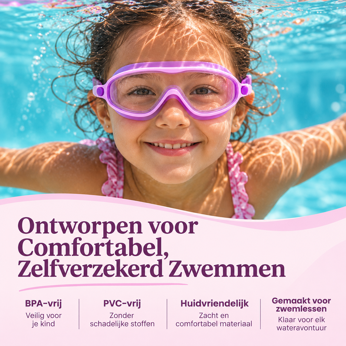 Aquapeek zwembril - lekvrij en zonder haren trekken